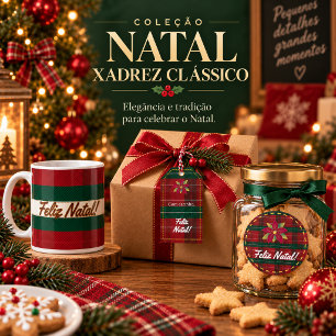 Etiqueta para Garrafa de Natal Xadrez Clássico