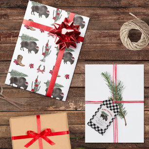 Papel De Presente Bison Christmas Tree Ranch Wild West Christmas Wra