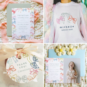 Convite Fitas e Arcos Festa de aniversario de meninas de f