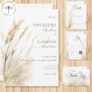Convite Casamento Rustic Boho Seco Tan Grass