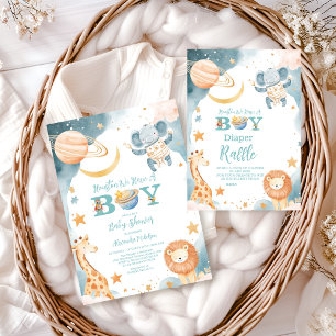 Convite Safari Houston Temos Um Menino Espaço Exterior