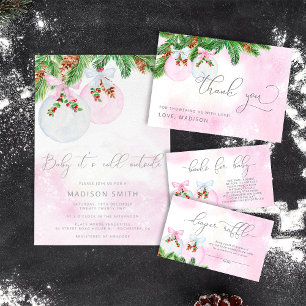 Poster Chá de fraldas Rosa de Natal Bar Chocolate Quente