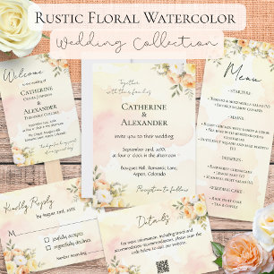 Convite Casamento de Chic Rustic Floral Watercolor