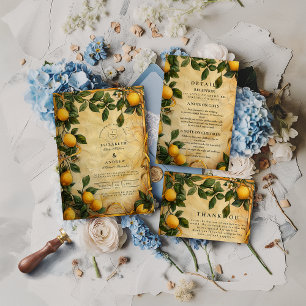 Convite Casamento Floral Cítrico Toscano
