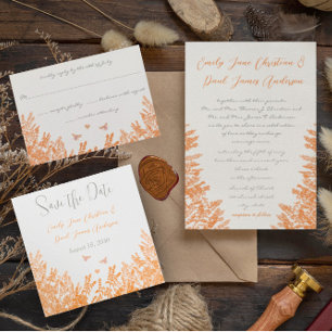 Convites de casamento de borboletas de flores de C