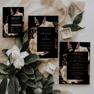 Convite Casamento Dourado de marfim azul escura e legante