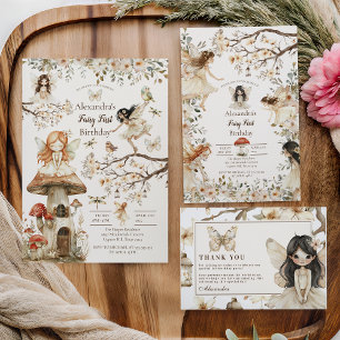 Convite Fairy First Birthday Woodland Floral