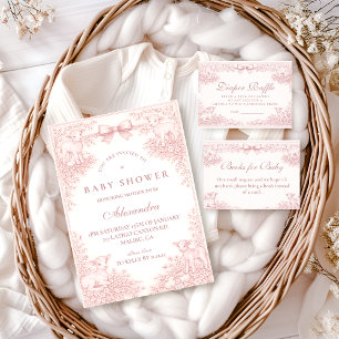 Cartão De Informações Leilão de fralda de cordeiro em Toile Rosa Vintage