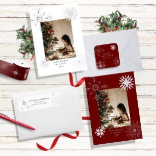 Cartão de Férias Fotográficas Silver Snowflake