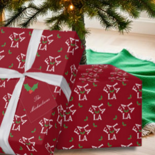 Papel De Presente Fa La Festiva Holly Christmas