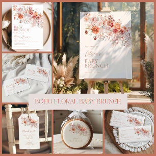 Cartão De Agradecimento Boho Floral Baby Brunch