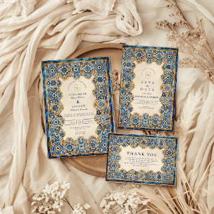 Convite Casamento Islâmico Azul Real