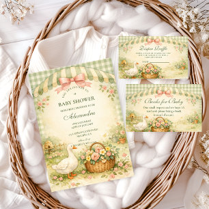 Convite Cottagecore Fofa Chá de Bebê Jardim do Ganso Bobal