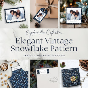 Etiqueta Flocos de neve azuis Elegante Vintage Inverno