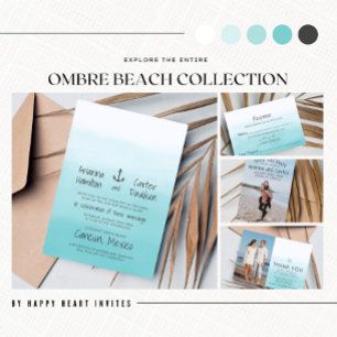 Convite Casamento com âncora de Ombre Beach Destination O
