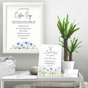Convite Pale Blue Wildflower Themed Weditation