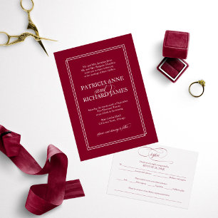 Convite Burgundy Marsala Simple Elegant Formal Casamento