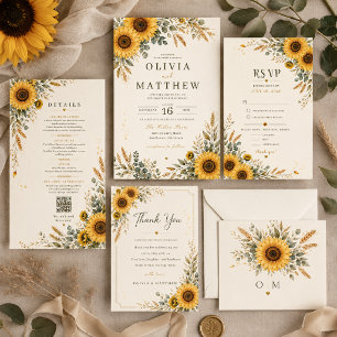 Convite de Casamento Campo de Girassóis