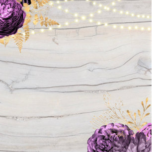 Convite Corda De Madeira Floral Púrpura De Casamento De Lu