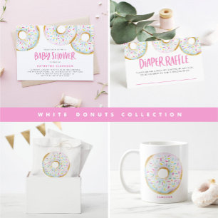 Convite Watercolor White Sprinkle Rosquinha Baby Brunch