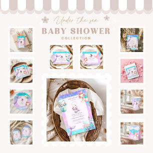 Cartão De Informações Aquarela Sob O Sea Little Pearl Baby Registry