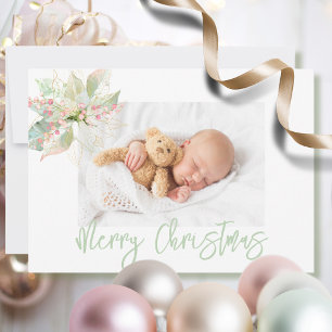 Etiqueta Para Presente Feriado de Poinsettia Rosa-Rosa do Dourado Script 