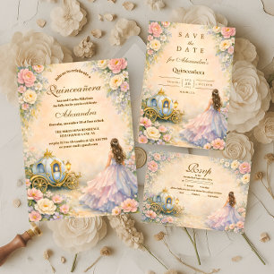 Convite Quinceañera Conto de Fadas Carruagem Encantada