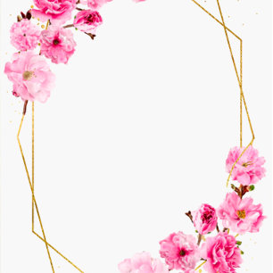 Convite Chá de casamento Geométrico Chic Pink Cherry Bloss