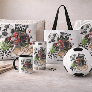 Caneca Colagem de Fotos Personalizada de Mãe de Futebol