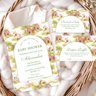 Cartão De Informações Rifa de Fraldas de Animais da Fazenda Clássicos