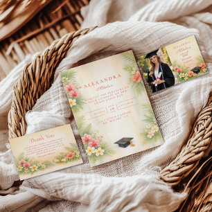 Cartão De Agradecimento Formatura Floral de Hibisco Tropical