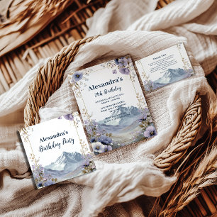 Convite Montanha de Flores Silvestres de Lavanda Aniversár