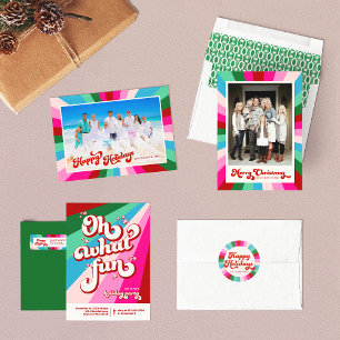 Adesivo Redondo Presente de Natal Pink-Pink do Arco-Íris Festivo R