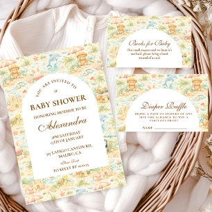 Convite Animais Pastéis da Costa Chá de Bebê