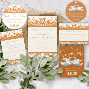 Convite Casamento de Pássaros de Amor com Cisne Azul