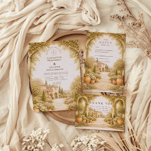 Convite Casamento em Mansão de Jardim Rústico
