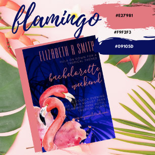 Convite Convocação de Casamento Tropical Flamingos Moderna