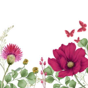 Convite de Aniversário Borboleta Floral Rosa