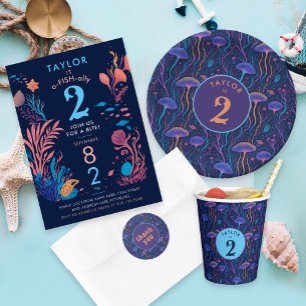 Convite Aniversário de criança de Peixe Náutico do Oceano 