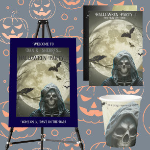 Porta-copo De Papel Redondo Festa de Halloween da Grim Reaper