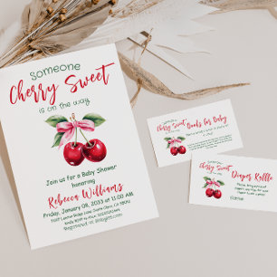 Convite Cherry no Chá de fraldas de Arco Rosa Superior