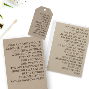 Convite Simplesmente Típica Divertida e Casamento Informal