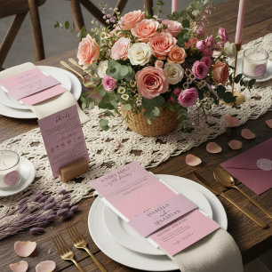 Convite Casamento Rosa Bege Simples