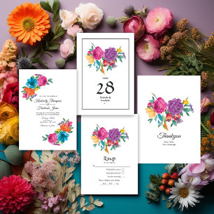 Cartão RSVP Casamento de Watercolor Floral Fiesta