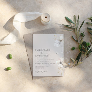 Convite Moderno Flores Selvagens Aquarela Salvar Data