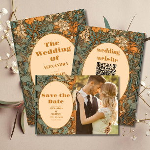 Reserve A Data Terracotta Floral Art Nouveau Casamento