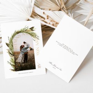 Cartão De Festividades Moderno Mínimo Arch 2 Foto Feliz Natal