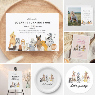 Convite Festa de aniversário Pawty Dog