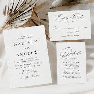 Convite Speckled Modern Elegance Monogram Wedding