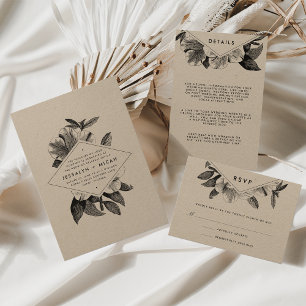 Convite para casamento de Kraft Floral